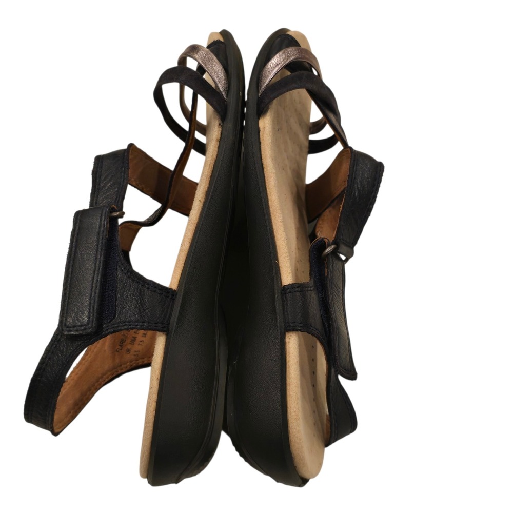 Hotter Flare II Leather Strappy Sandal Women US 7.5 EU 38.5 Black Pewter - Picture 6 of 10